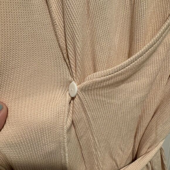 Caden Lane Waffle Bamboo Knit Maternity Robe Oatmeal One Size - Picture 6 of 8